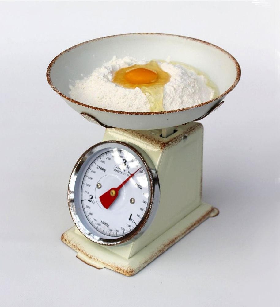 DanDiBo Küchenwaage Analog Retro Mechanisch mit Schüssel bis 3kg Vintage Beige Tara Funktion