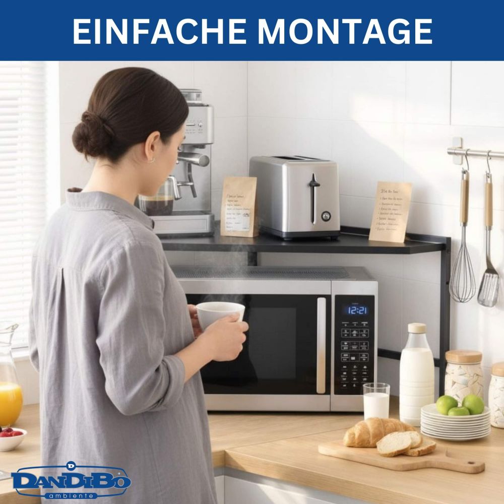 DanDiBo Mikrowellenregal Eckregal Küche Stehend Arbeitsplatte 72x72 cm Schwarz 2 Stufig 96688 Mikrowellen Regal Küchenregal Microwave Shelf