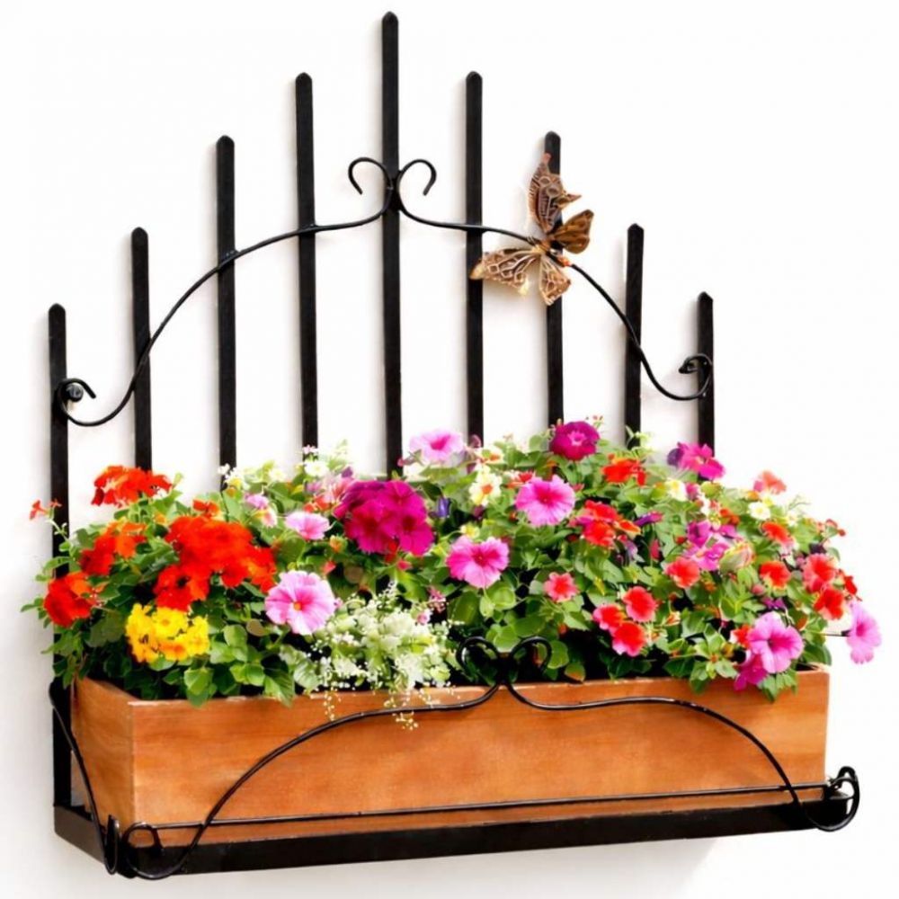 DanDiBo Plant Holder Wall Flower Holder Pot Holder Black Metal 50 cm Hanging Wall Basket 96237 Plant Shelf Flower Shelf Wall Shelf