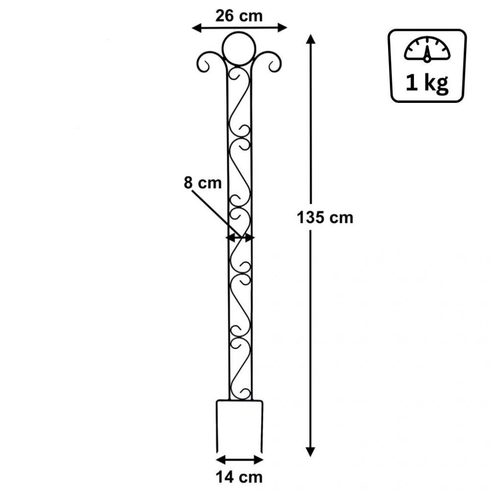 DanDiBo Plant Support Trellis Metal 135 cm Ground Spike Classic Garden Stake Climbing Support Plant Holder Trellis Column Garden Flower Stake