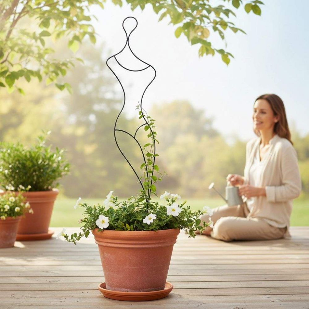 DanDiBo Plant Support Climbing Trellis Metal 140 cm Ground Stake Gracia Garden Stake Trellis Climbing Plants Flower Holder Garden Column Flower Stake