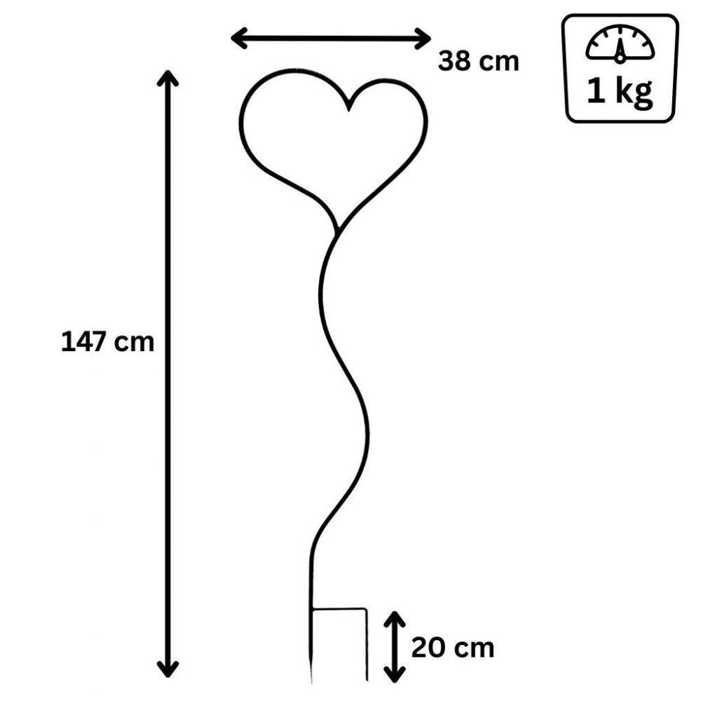 DanDiBo Plant Support Climbing Trellis Metal 150 cm Ground Spike Heart Garden Stake Trellis Climbing Plants Flower Holder Garden Heart Stake