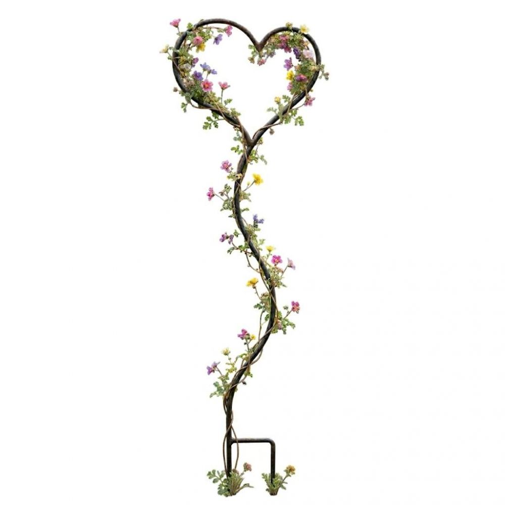 DanDiBo Rankhilfe Kletterhilfe Metall 150 cm Bodenstecker Herz Gartenstecker Rankgitter Kletterpflanzen Blumenhalter Ranksäule Garten Blumen Herzstecker