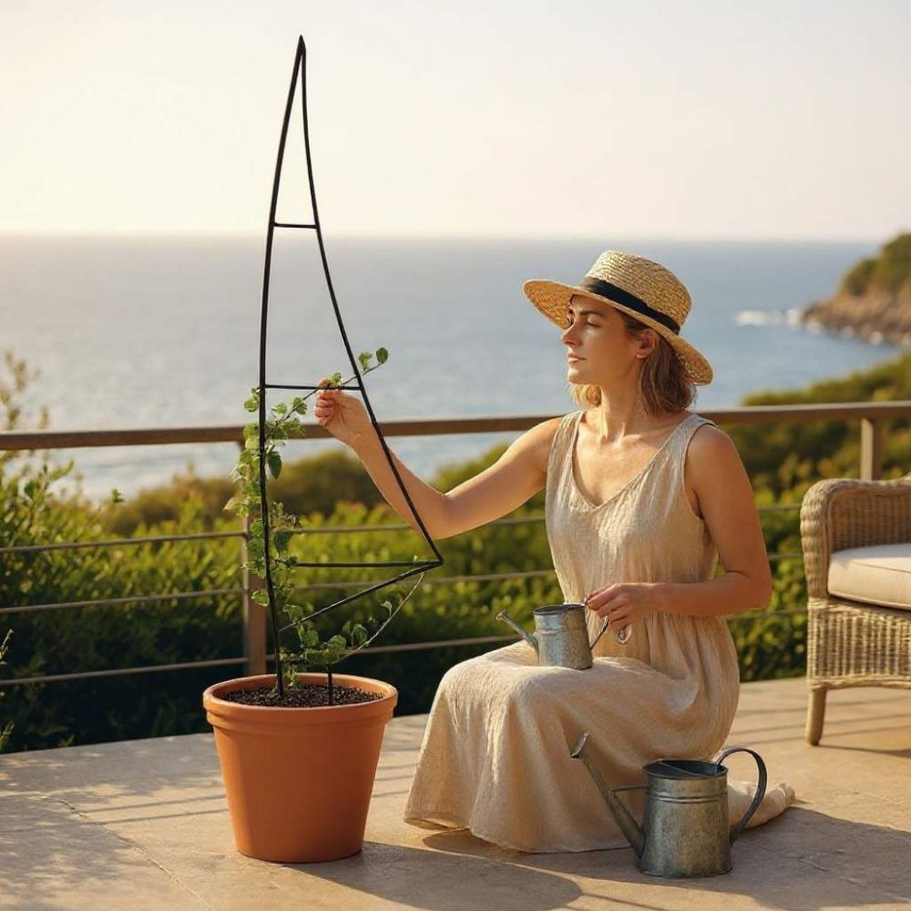 Plant Support Climbing Support Metal Black 150 cm Ground Spike Sail Garden Stake Trellis Climbing Plants Flower Holder Garden Flower Plants