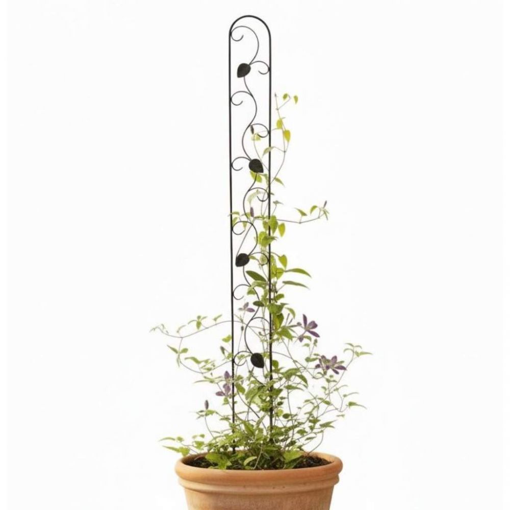 DanDiBo Plant Support Climbing Trellis Metal Black Slim 150 cm Ground Spike 96249 Garden Stake Trellis Climbing Plants Flower Holder Garden Column Plants