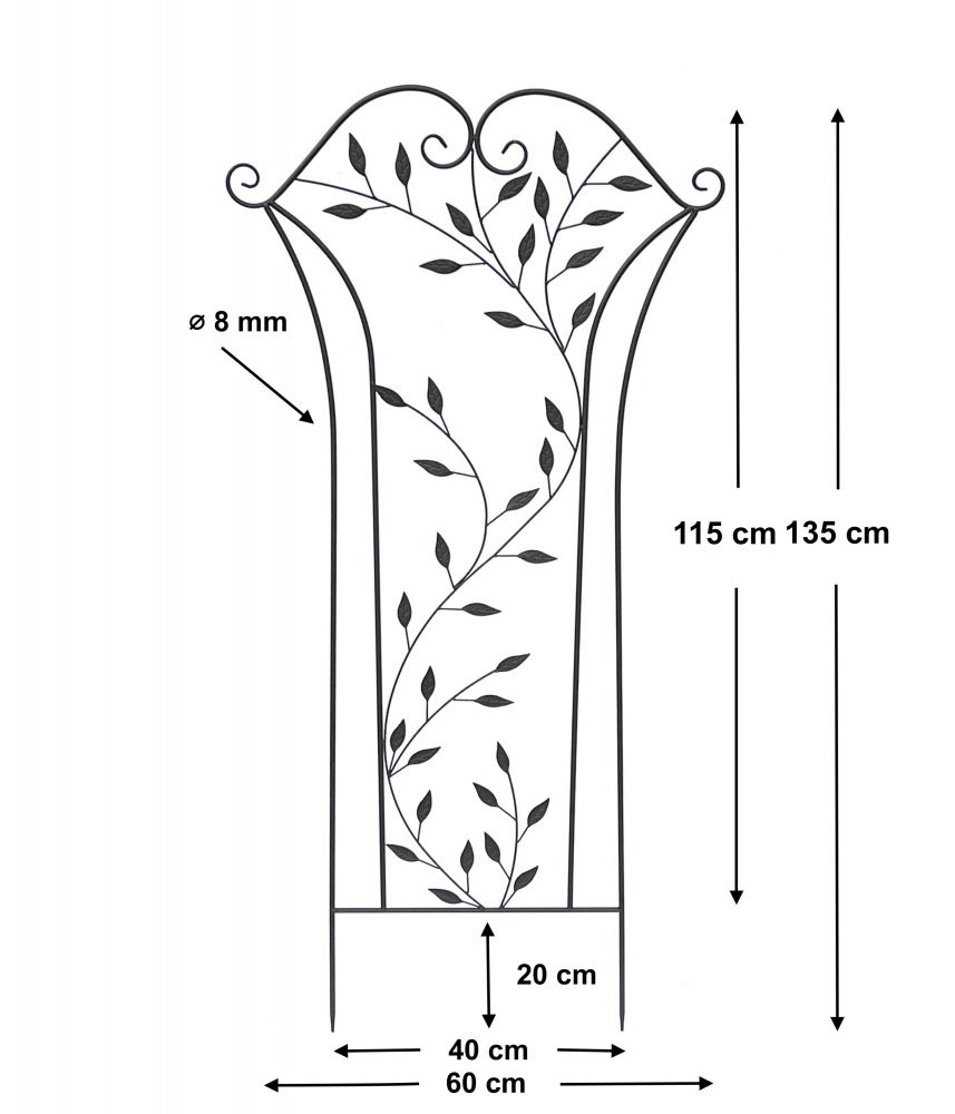 DanDiBo climbing aid metal trellis 135 cm brown climbing pole climbing aid ground plug 100974 flower holder climbing column