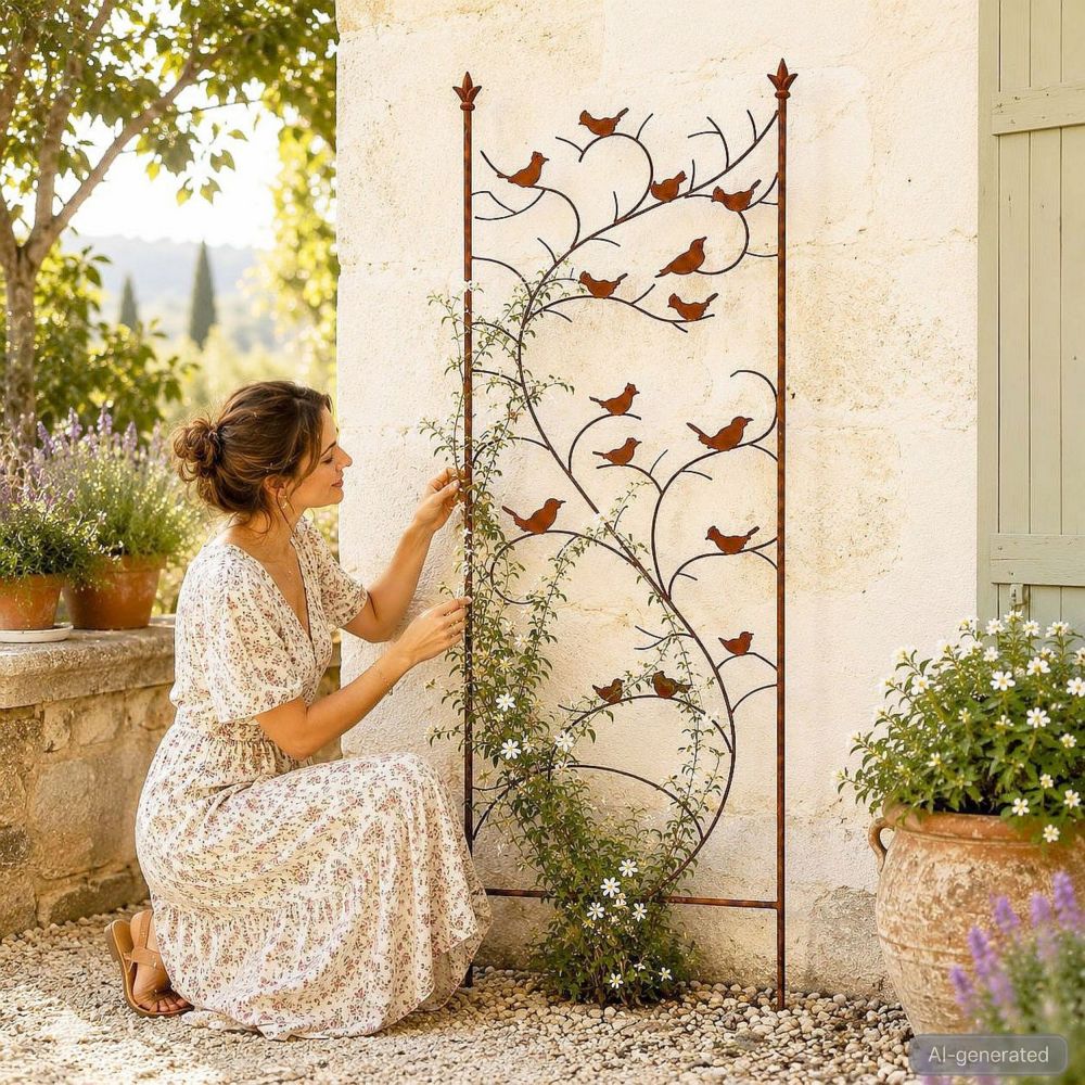 DanDiBo Metal Garden Trellis 150 cm Birds 120705 Climbing Plant Support Plant Trellis Ground Stake Flower Holder Climbing Column