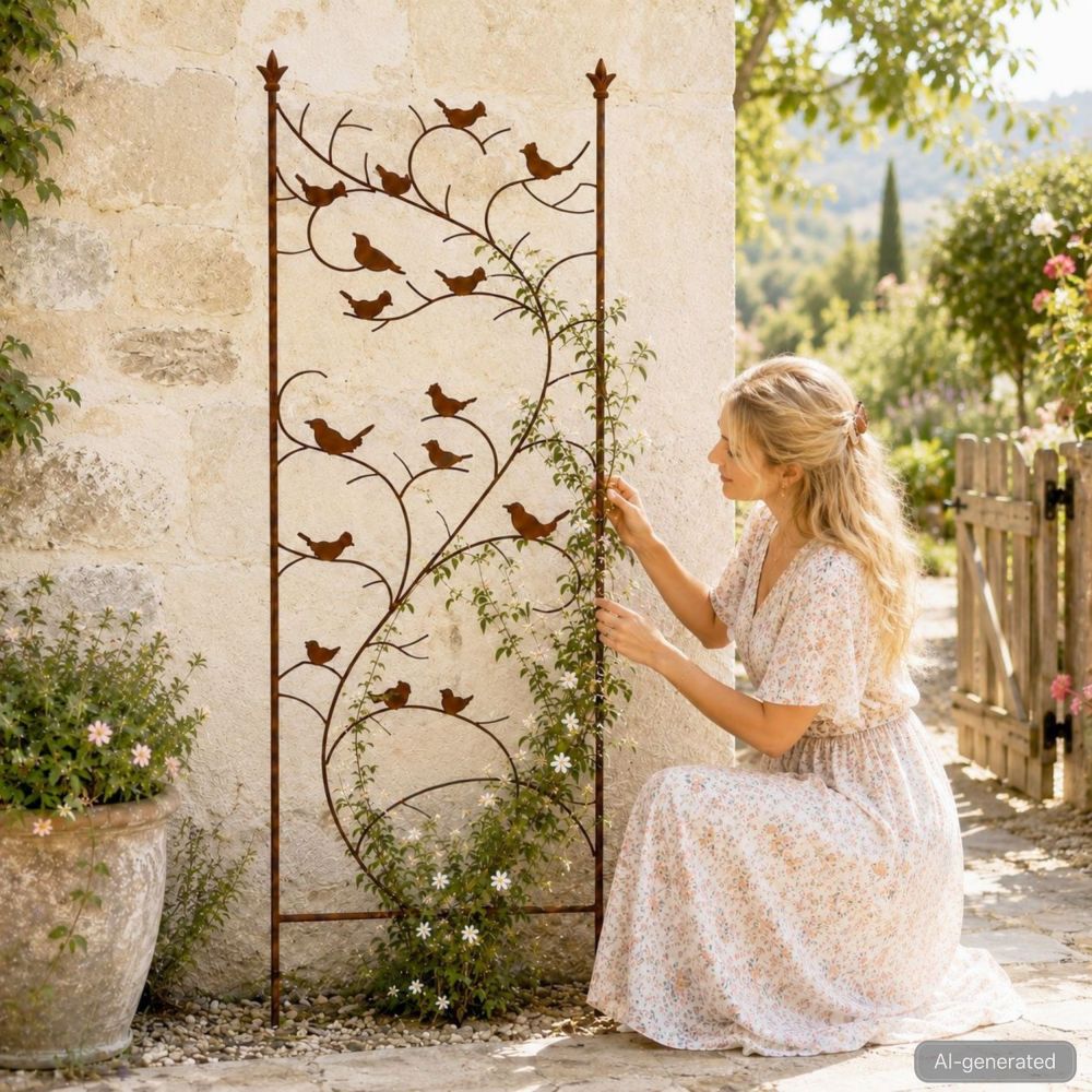 DanDiBo Metal Garden Trellis 150 cm Birds 120705 Climbing Plant Support Plant Trellis Ground Stake Flower Holder Climbing Column