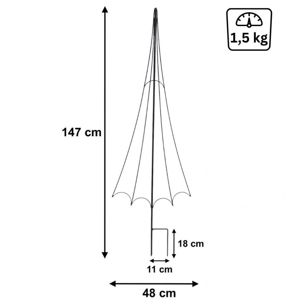 DanDiBo Plant Support Trellis Metal Black H-150 cm Garden Umbrella Design Climbing Plant Support Rose Trellis Ground Spike Plant Holder Climbing Column