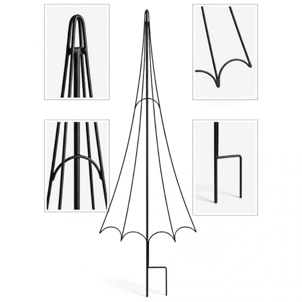 DanDiBo Rankhilfe Rankgitter Metall Schwarz H-150cm Regenschirm Garten Kletterpflanzen Rosen Bodenstecker Kletterhilfe Blumenhalter Ranksäule