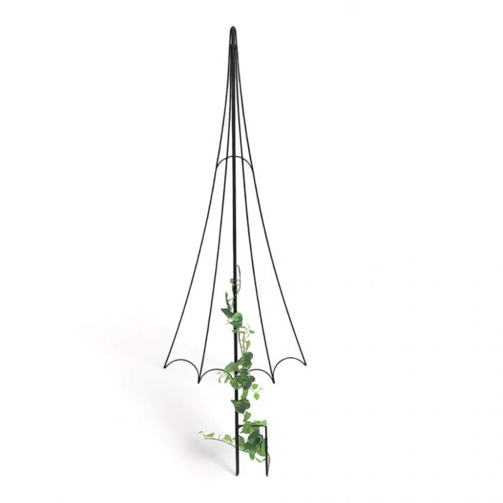 DanDiBo Plant Support Trellis Metal Black H-150 cm Garden Umbrella Design Climbing Plant Support Rose Trellis Ground Spike Plant Holder Climbing Column