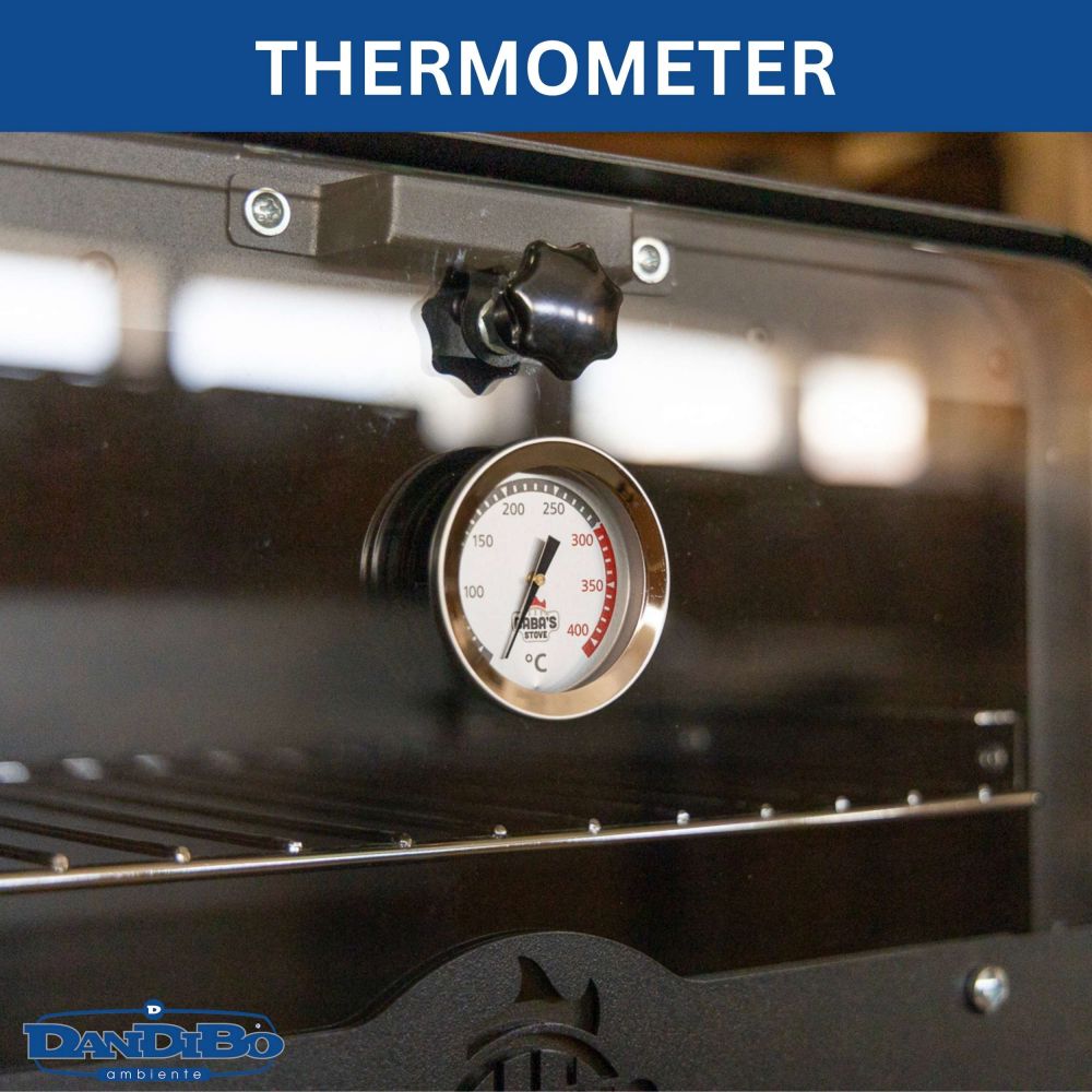 Babas Rauchrohr Backofen Kaminofen Backaufsatz Ofenrohr Backfach 150 mm Universal für Holzofen Kamin Integriertes Thermometer