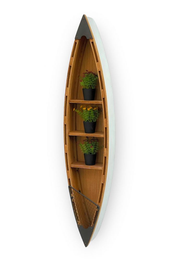 DanDiBo Regal Boot Wandregal 120 cm in Bootsform aus Holz Antik MR83 Maritim Bootsregal Badregal Badschrank Braun für die Wand