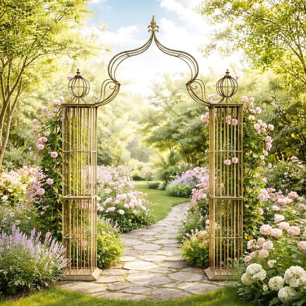 Rosenbogen aus Metall Stabil Rankbogen 275x170 cm 93969 Gartenbogen Torbogen Rundbogen Garten Rankhilfe Bogen