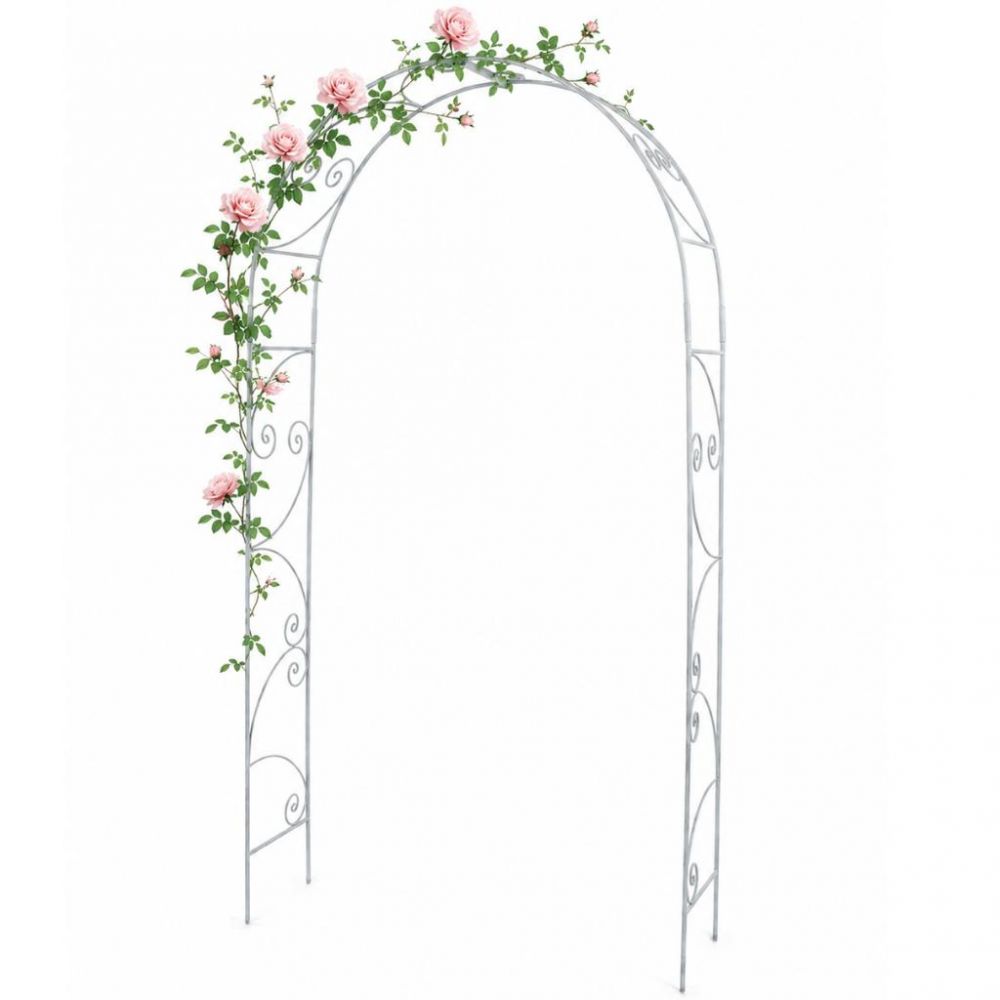 DanDiBo Rose Arch Metal Stable Galvanized 120 cm Wide Climbing Arch 96518 Garden Arch Gateway Round Arch Plant Arch Solid Hot-Dip Galvanized Garden Weatherproof Wrought Iron