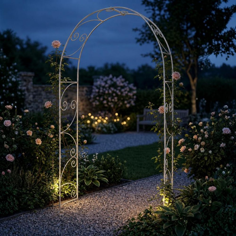 DanDiBo Rose Arch Metal Stable Galvanized 120 cm Wide Climbing Arch 96518 Garden Arch Gateway Round Arch Plant Arch Solid Hot-Dip Galvanized Garden Weatherproof Wrought Iron
