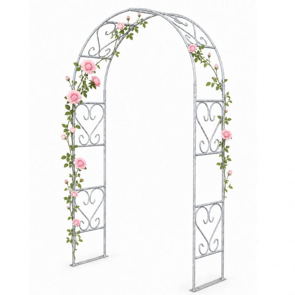 DanDiBo Rose Arch Made of Metal, Stable Galvanized, 120 cm Wide, Climbing Arch 96521, Garden Arch, Archway, Round Arch, Plant Arch, Solid Hot-Dip Galvanized Garden Metal, Weatherproof Solid Iron