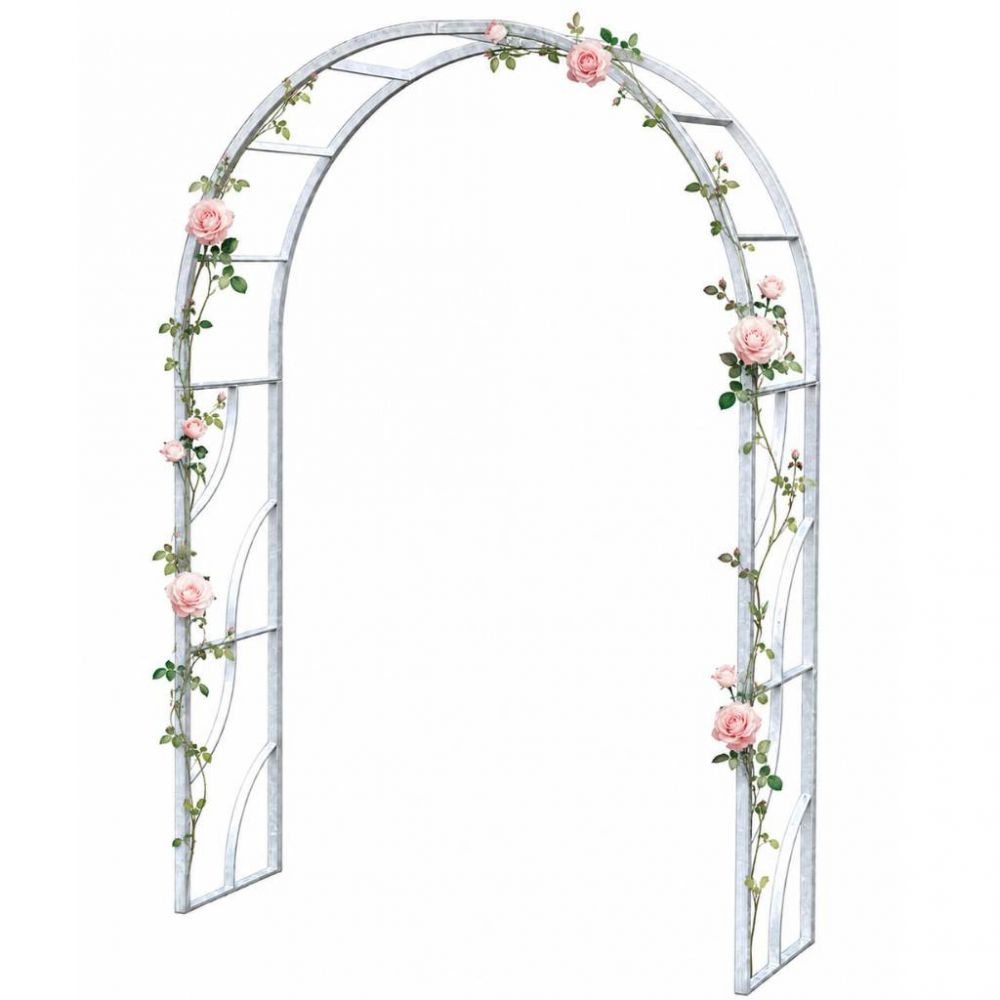 DanDiBo Metal Rose Arch Stable Galvanized 150 cm Wide Climbing Arch 96516 Garden Arch Gateway Round Arch Plant Arch Solid Hot-Dip Galvanized Garden Weatherproof Solid Iron
