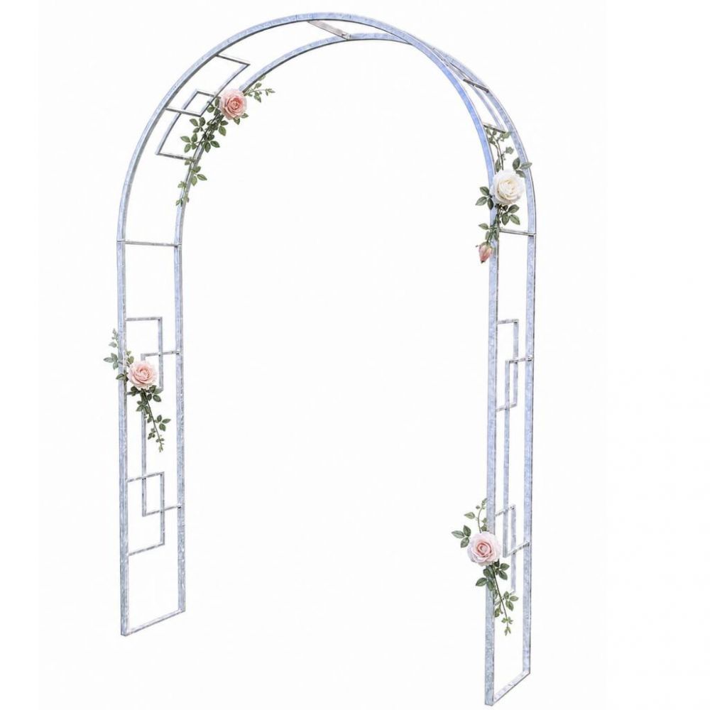 DanDiBo Metal Rose Arch Stable Galvanized 150 cm Wide Trellis Arch 96524 Garden Arch Gate Arch Round Arch Plant Arch Solid Hot-Dip Galvanized Garden Weatherproof Solid Iron