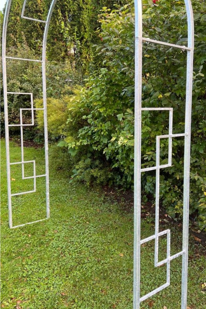 DanDiBo Metal Rose Arch Stable Galvanized 150 cm Wide Trellis Arch 96524 Garden Arch Gate Arch Round Arch Plant Arch Solid Hot-Dip Galvanized Garden Weatherproof Solid Iron