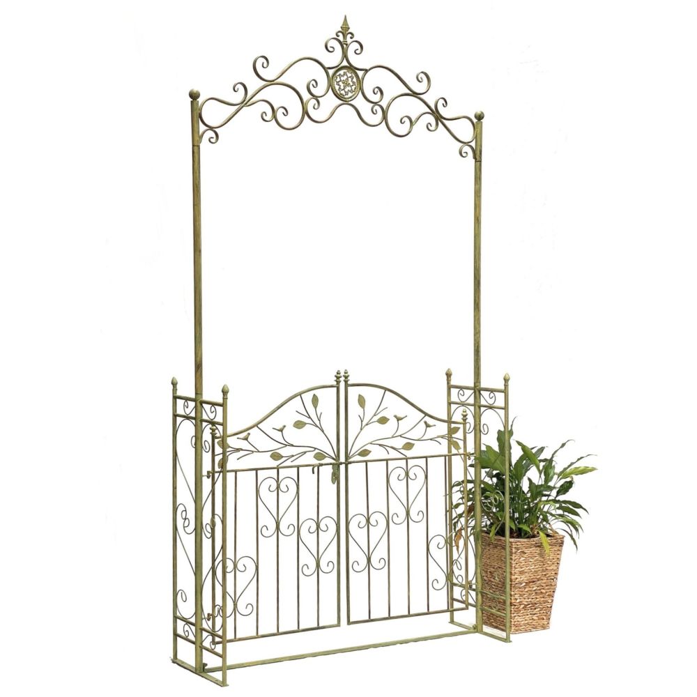 DanDiBo Metal Rose Arch with Gate, Sturdy, 130 cm Wide, Climbing Plant Arch 93997, Garden Arch, Gate Arch, Round Arch, Heavy-Duty, Weather-Resistant