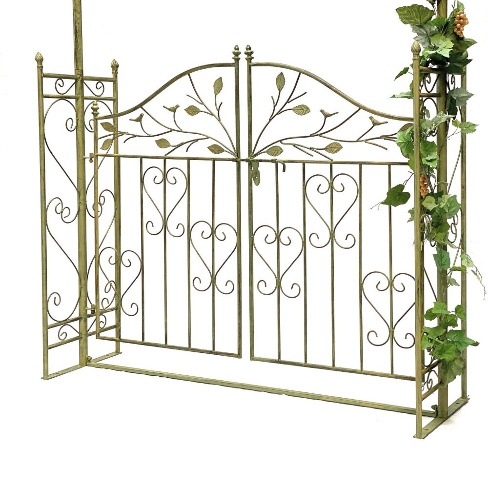 DanDiBo Metal Rose Arch with Gate, Sturdy, 130 cm Wide, Climbing Plant Arch 93997, Garden Arch, Gate Arch, Round Arch, Heavy-Duty, Weather-Resistant