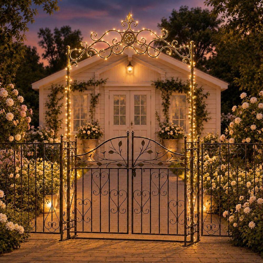 DanDiBo Metal Rose Arch with Gate, Sturdy, 130 cm Wide, Climbing Plant Arch 93997, Garden Arch, Gate Arch, Round Arch, Heavy-Duty, Weather-Resistant