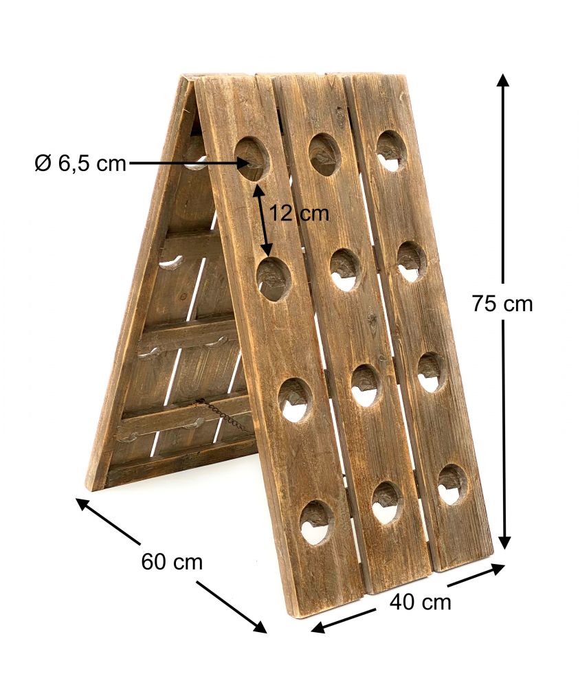 DanDiBo shaking board wine rack Bottle rack for 24 bottles made of wood 96171 natural vintage dark