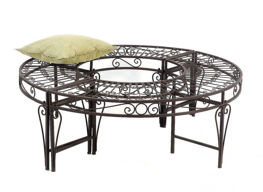 DanDiBo round bench metal weatherproof brown ? 135 cm tree bench 96188 garden bench park bench seat