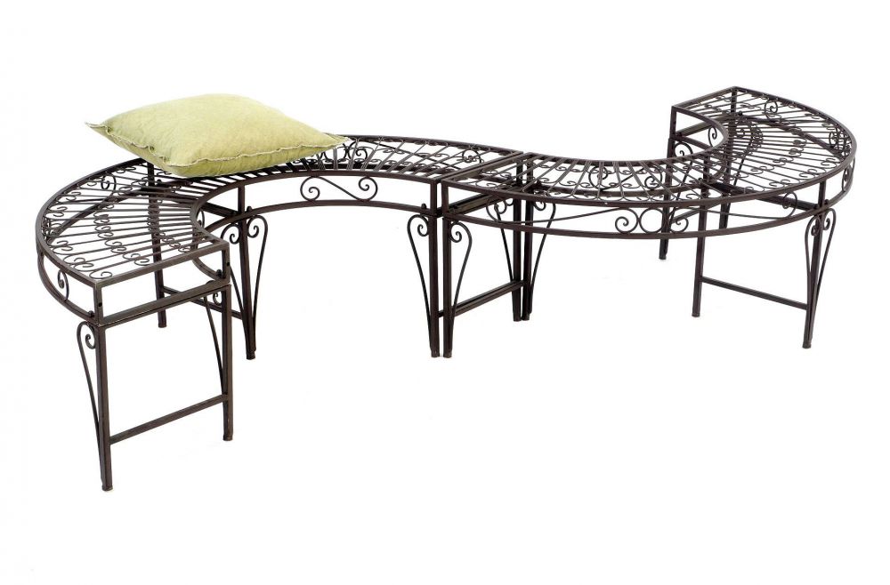 DanDiBo round bench metal weatherproof brown ? 135 cm tree bench 96188 garden bench park bench seat
