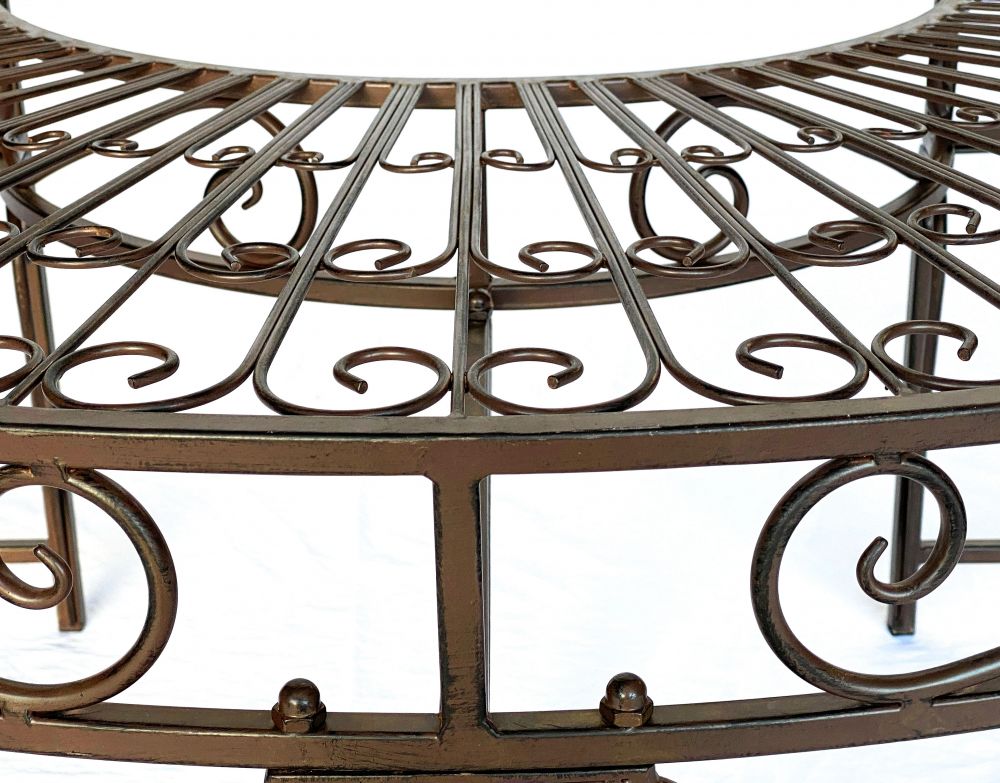DanDiBo round bench metal weatherproof brown ? 135 cm tree bench 96188 garden bench park bench seat