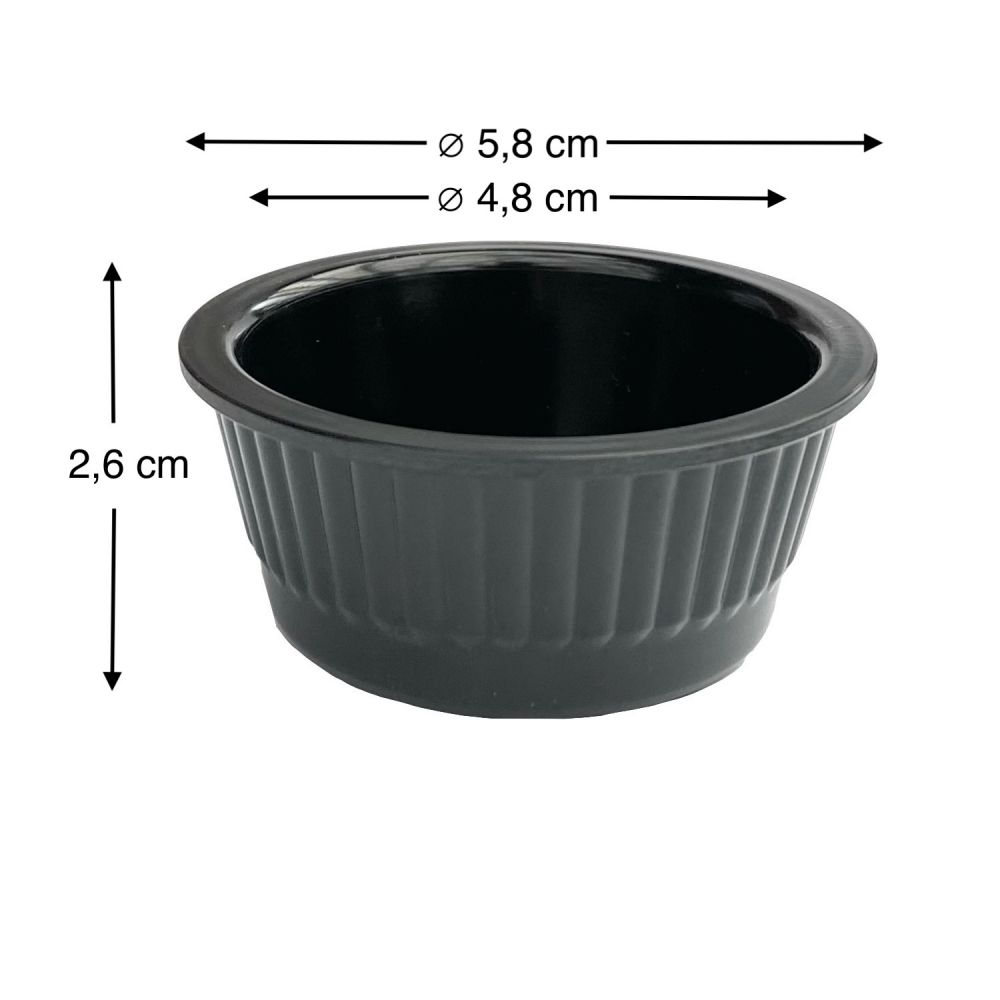 4x Sauce Bowls Set Snack Bowls Black Dip Bowl Round Melamine Bowls 751
