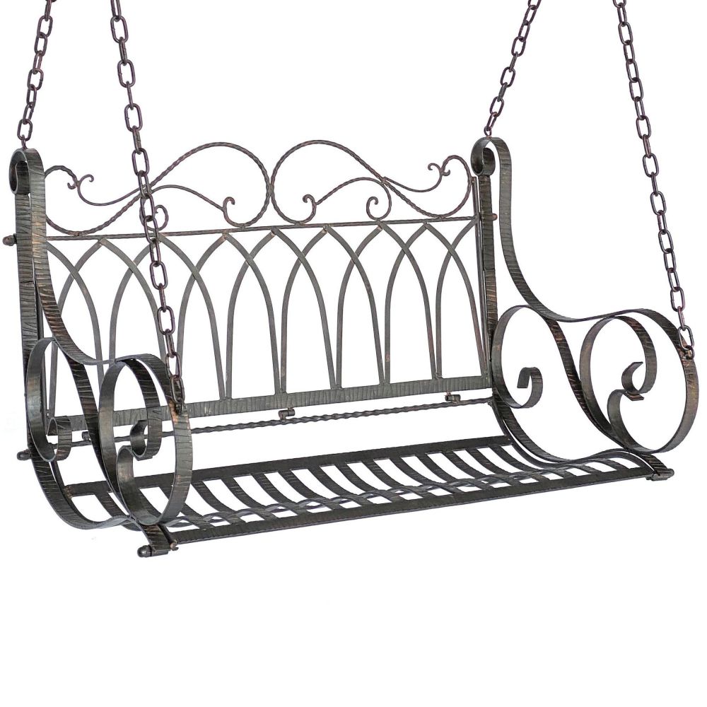 DanDiBo Schaukelbank Outdoor zum Hängen 2 Sitzer Hollywoodschaukel ohne Gestell 18688 Garden Swing Hängebank Metall mit Kette Gartenschaukel Wetterfest