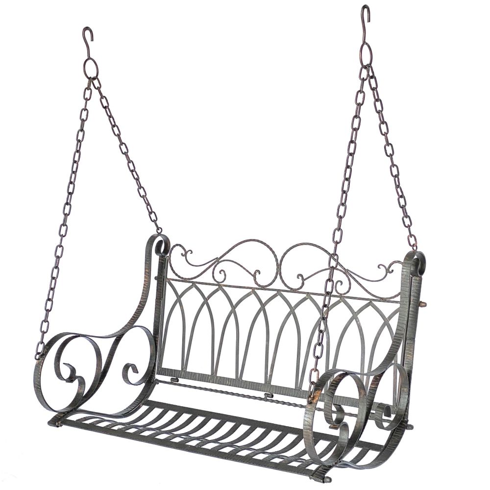 DanDiBo Schaukelbank Outdoor zum Hängen 2 Sitzer Hollywoodschaukel ohne Gestell 18688 Garden Swing Hängebank Metall mit Kette Gartenschaukel Wetterfest