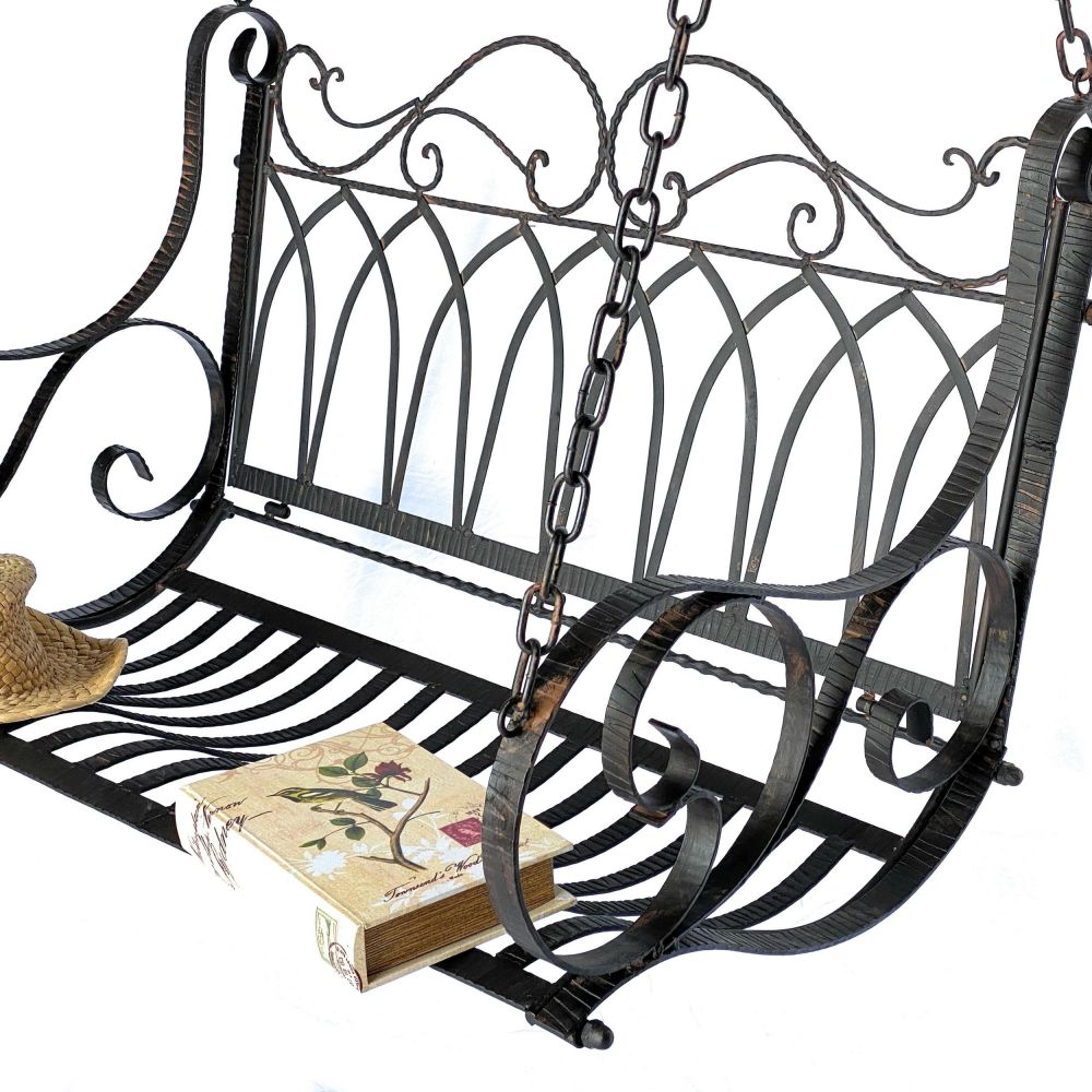 DanDiBo Schaukelbank Outdoor zum Hängen 2 Sitzer Hollywoodschaukel ohne Gestell 18688 Garden Swing Hängebank Metall mit Kette Gartenschaukel Wetterfest