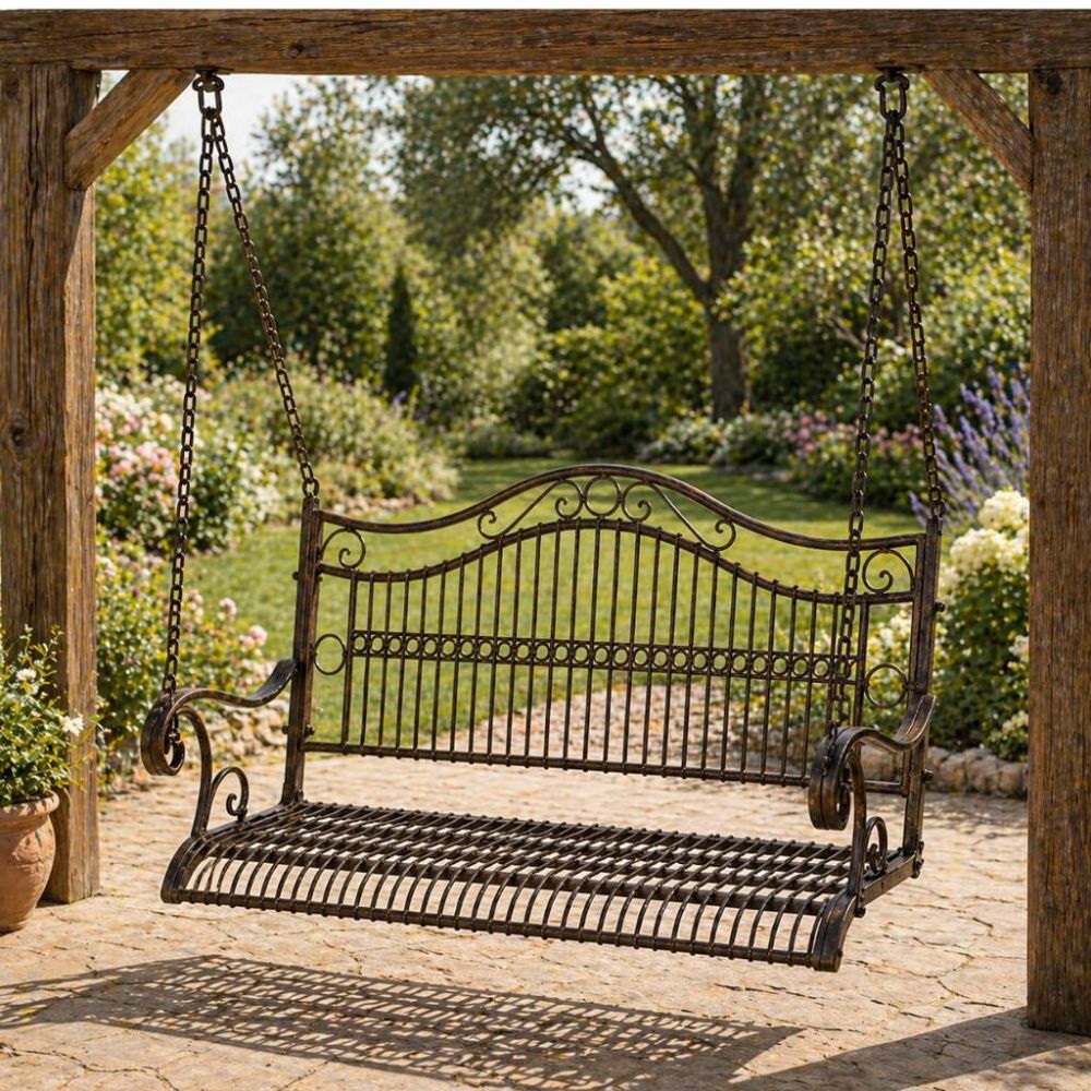 DanDiBo Outdoor Hanging Swing Bench 2-Seater Hollywood Swing without Frame 82505 Garden Swing Metal Hanging Bench with Chain Weatherproof