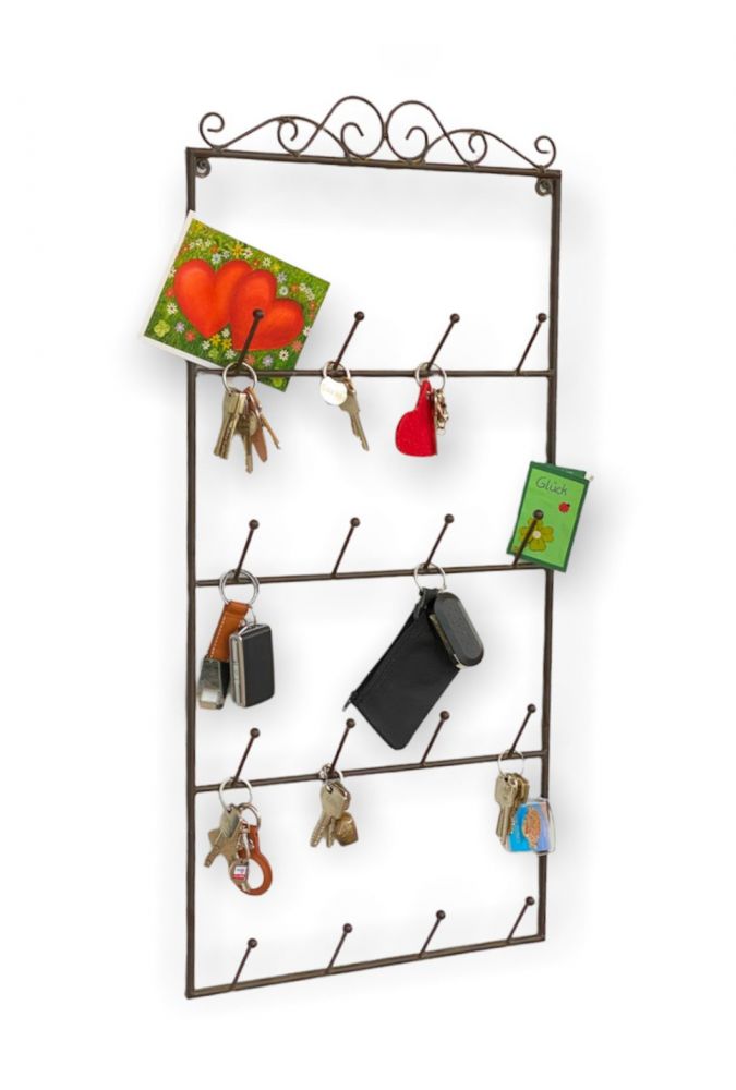DanDiBo key holder wall metal hook rack with 16 hooks Brown 75 cm 562399 Key rack Key rack Wall organiser