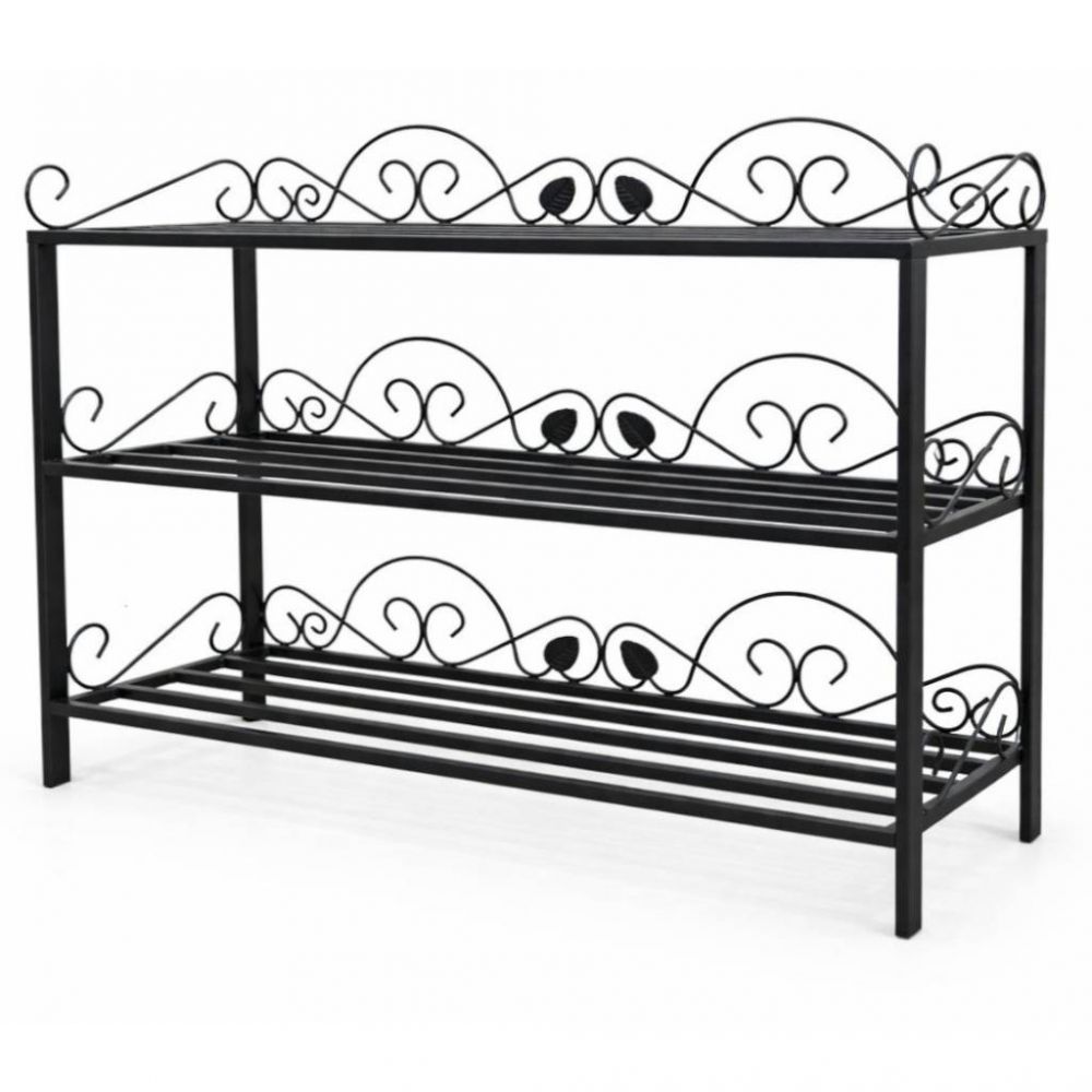 DanDiBo Schuhregal Metall Schwarz 3. Ebenen Schuhschrank Hoch Platzsparend 92 cm  Mi-3 21235 Shoe Rack Schuh Regal Schuhorganizer