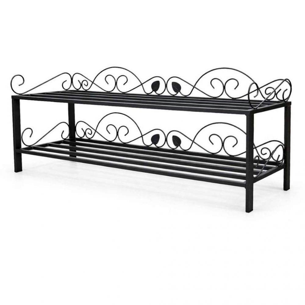 DanDiBo Schuhregal Schmal Platzsparend Schuhschrank 92cm 21236 Mi-2 Metall Schwarz Klein Shoe Rack Schuh Regal Schuhorganizer