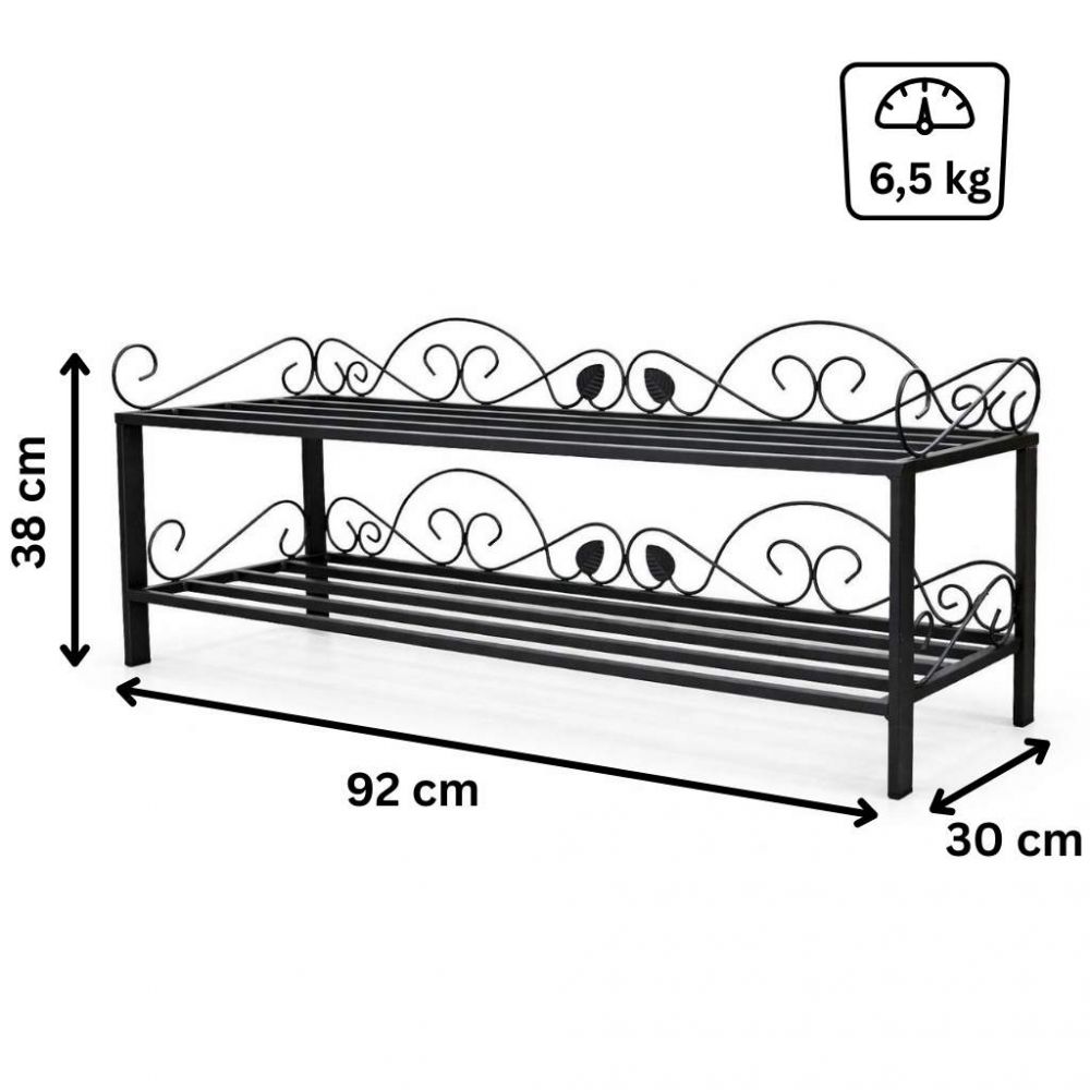 DanDiBo Schuhregal Schmal Platzsparend Schuhschrank 92cm 21236 Mi-2 Metall Schwarz Klein Shoe Rack Schuh Regal Schuhorganizer