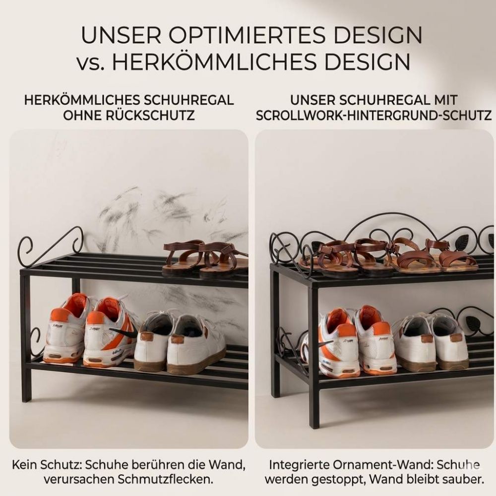 DanDiBo Schuhregal Schmal Platzsparend Schuhschrank 92cm 21236 Mi-2 Metall Schwarz Klein Shoe Rack Schuh Regal Schuhorganizer