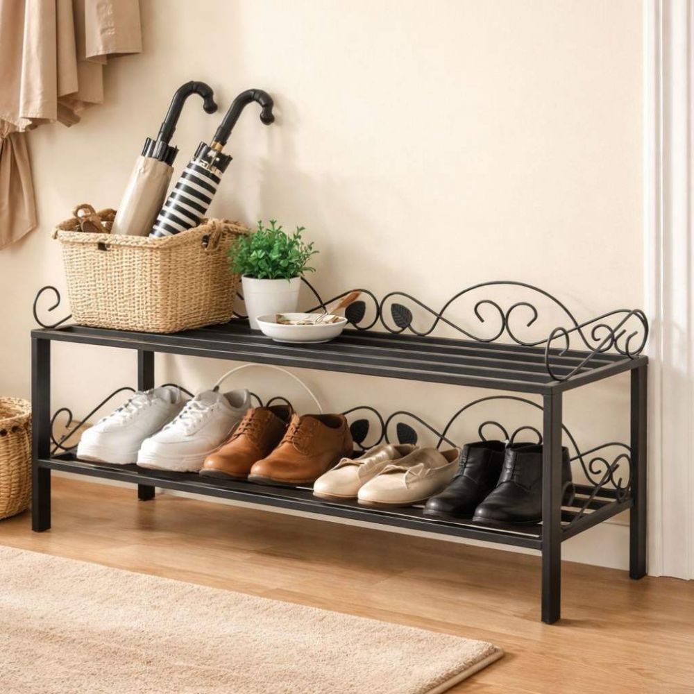 DanDiBo Schuhregal Schmal Platzsparend Schuhschrank 92cm 21236 Mi-2 Metall Schwarz Klein Shoe Rack Schuh Regal Schuhorganizer