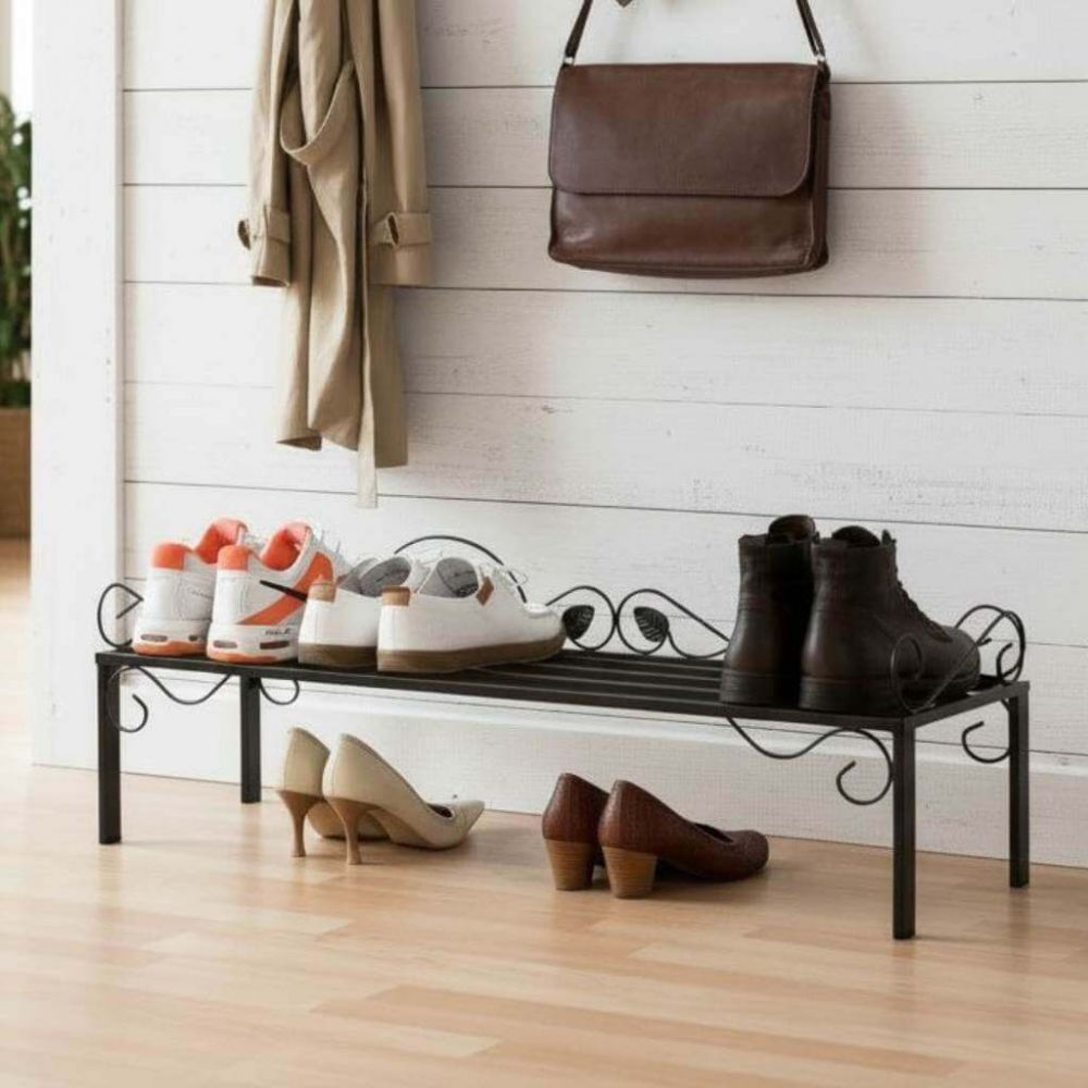 DanDiBo Schuhregal Schmal Platzsparend Schuhschrank 92cm 21237 Mi-1 Metall Schwarz Klein Shoe Rack Schuh Regal Schuhorganizer