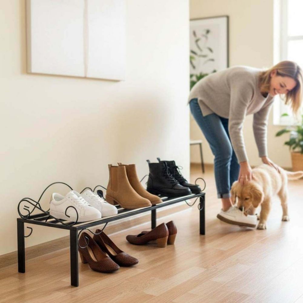 DanDiBo Schuhregal Schmal Platzsparend Schuhschrank 92cm 21237 Mi-1 Metall Schwarz Klein Shoe Rack Schuh Regal Schuhorganizer