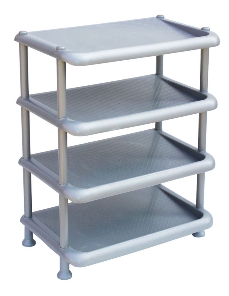 DanDiBo shoe rack plastic 93873 Stackable shoe rack Open shoe rack with 4 levels Grey shoe cabinet