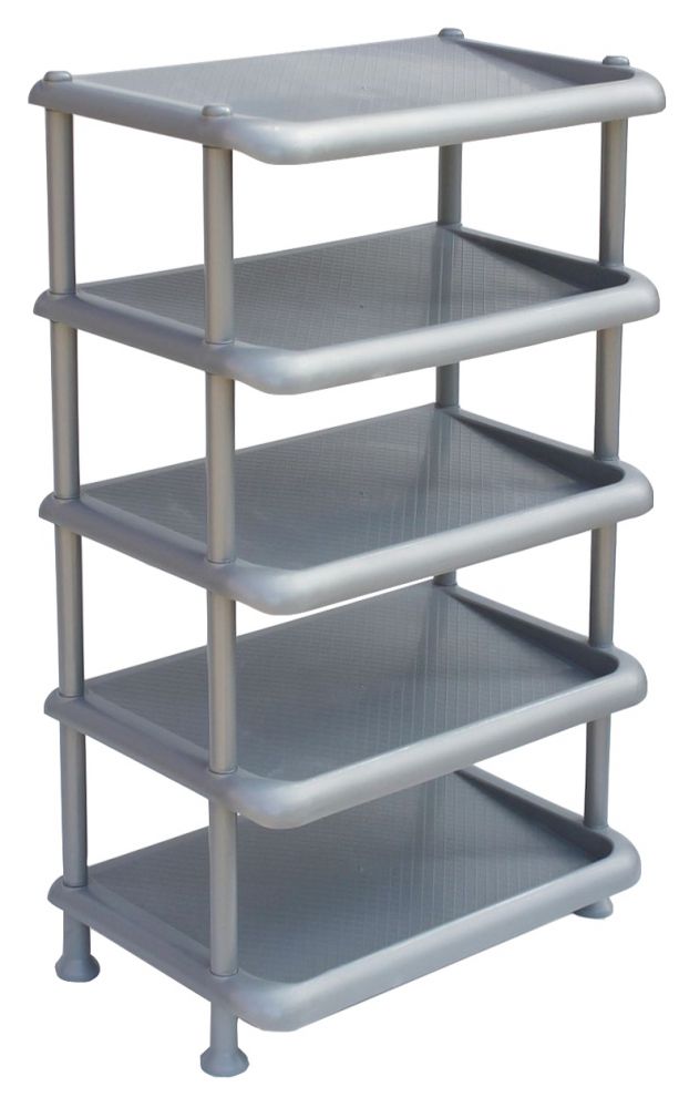 DanDiBo shoe rack plastic 93901 Stackable shoe rack Open shoe rack with 5 levels Grey shoe cabinet