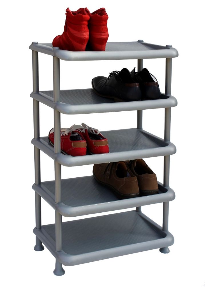 DanDiBo shoe rack plastic 93901 Stackable shoe rack Open shoe rack with 5 levels Grey shoe cabinet