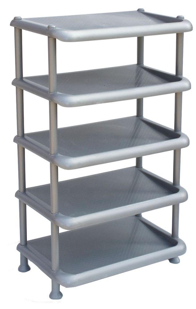 DanDiBo shoe rack plastic 93901 Stackable shoe rack Open shoe rack with 5 levels Grey shoe cabinet