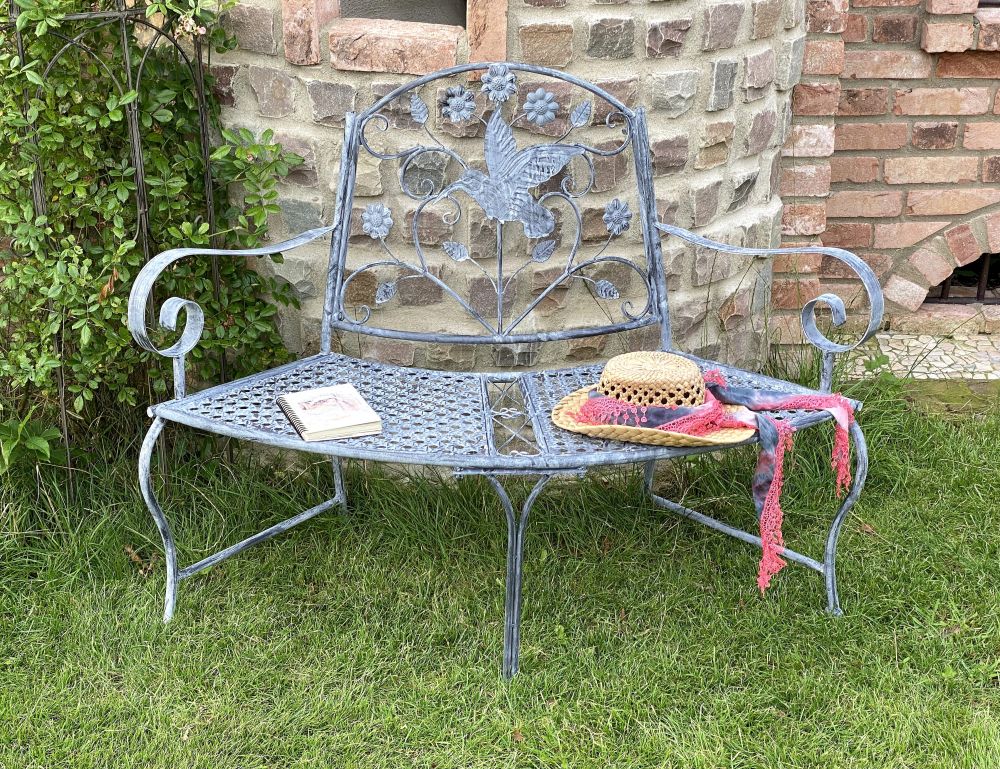 DanDiBo Bench Semicircular Metal Weatherproof Grey 130 cm Tree Bench 96013 Garden Bench Park Bench Iron Bench