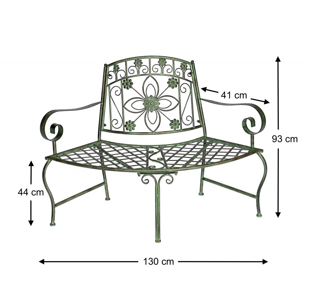 DanDiBo Bench Semicircular Metal Weatherproof Green 130 cm Tree Bench 96009 Garden Bench Park Bench Iron Bench